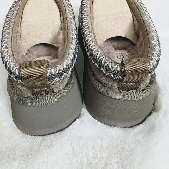 UGG Tazz Platform Slippers Hickory Brown Suede Women’s Size 7 New - Picture 5 of 16
